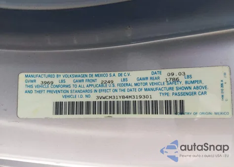 2004 Volkswagen New Beetle Gls from USA, damaged, VIN 3VWCM31Y84M319301